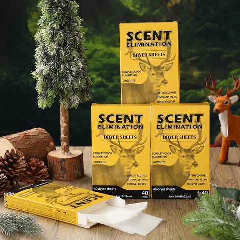 4 عبوات من أوراق تجفيف إزالة الرائحة للصيد، 160 ورقة من أوراق مجفف الصيد، أوراق تجفيف خالية من الروائح، أوراق منعم الأقمشة للصيادين، غطاء رائحة للأقمشة، ملابس صيد الغزلان in Kuwait