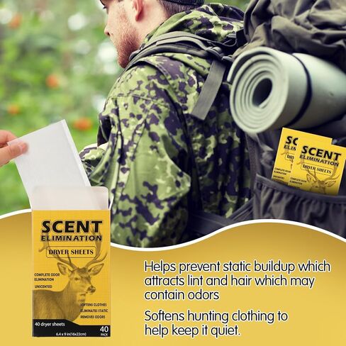 4 عبوات من أوراق تجفيف إزالة الرائحة للصيد، 160 ورقة من أوراق مجفف الصيد، أوراق تجفيف خالية من الروائح، أوراق منعم الأقمشة للصيادين، غطاء رائحة للأقمشة، ملابس صيد الغزلان in Kuwait
