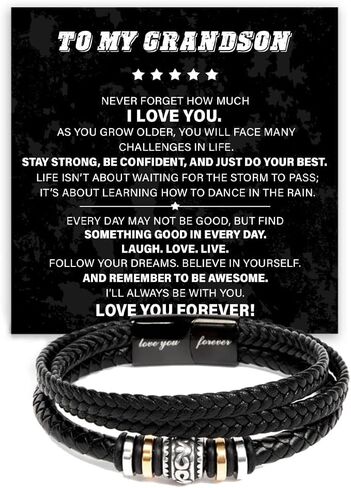 To My Grandson Love You Forever Bracelet From Mom & Dad With Heartfelt Message & Elegant Box, Gift For Son From Mother Father On Graduation, Birthday, Wedding, Christmas & More #1 in Saudi Arabia