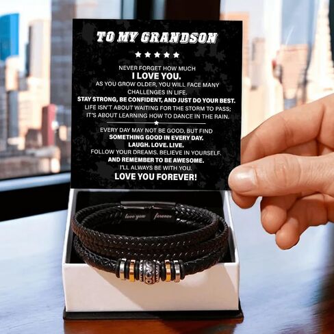 To My Grandson Love You Forever Bracelet From Mom & Dad With Heartfelt Message & Elegant Box, Gift For Son From Mother Father On Graduation, Birthday, Wedding, Christmas & More #1 in Saudi Arabia