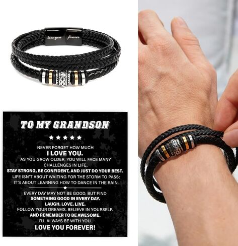 To My Grandson Love You Forever Bracelet From Mom & Dad With Heartfelt Message & Elegant Box, Gift For Son From Mother Father On Graduation, Birthday, Wedding, Christmas & More #1 in Saudi Arabia