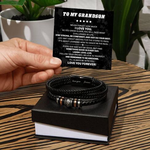 To My Grandson Love You Forever Bracelet From Mom & Dad With Heartfelt Message & Elegant Box, Gift For Son From Mother Father On Graduation, Birthday, Wedding, Christmas & More #1 in Saudi Arabia