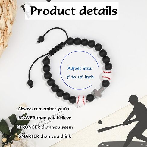 Cross Baseball Basketball Soccer Football Bracelet for Men Boys Birthday Valentine's Day Christmas Gifts in Kuwait