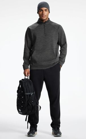 Men's Quarter Zip Pullover Sweatshirts Fleece Sweatshirt Stand Collar Long Sleeve Shirt with kangaroo Pocket in Saudi Arabia