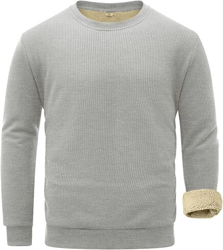 Sailwind Men Men Crewneck Sherpa مبطن من سفن الصوف وافل غلة طويلة الأكمام دافئة شتاء قمم ثقيلة الوزن الثقيلة in Saudi Arabia