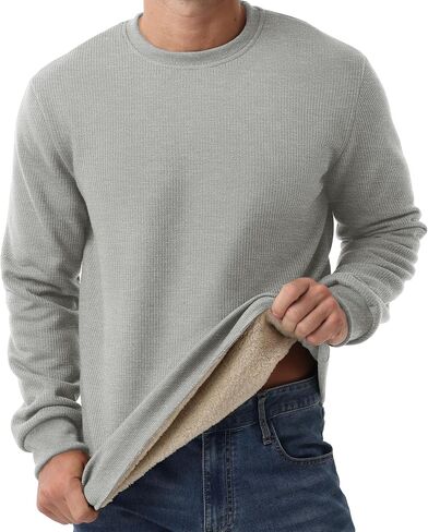 Sailwind Men Men Crewneck Sherpa مبطن من سفن الصوف وافل غلة طويلة الأكمام دافئة شتاء قمم ثقيلة الوزن الثقيلة in Saudi Arabia