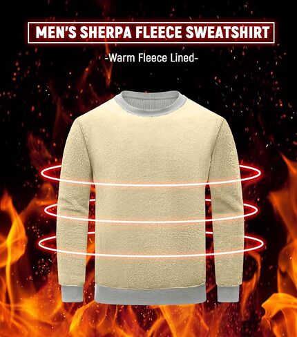 Sailwind Men Men Crewneck Sherpa مبطن من سفن الصوف وافل غلة طويلة الأكمام دافئة شتاء قمم ثقيلة الوزن الثقيلة in Saudi Arabia