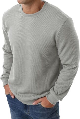 Sailwind Men Men Crewneck Sherpa مبطن من سفن الصوف وافل غلة طويلة الأكمام دافئة شتاء قمم ثقيلة الوزن الثقيلة in Saudi Arabia