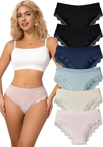 Sexy Underwear for Women Plus Size Panties Women's Underwear Sexy Lace Trim Lacyfit Lady's Multicolor Lace Bikini Pack in Saudi Arabia