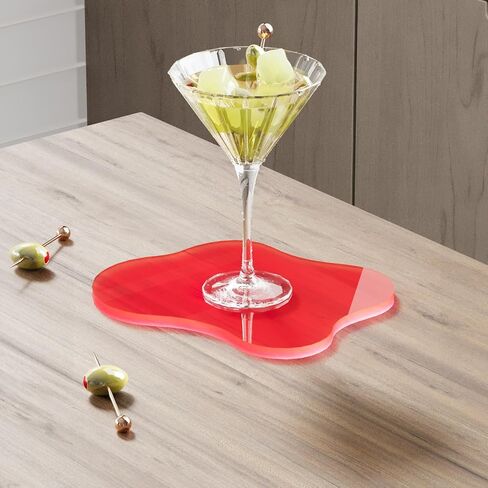 Acrylic Coaster Decorative Plates, Clear Cloud Shape bar Drink Coasters, Coffee Cup Coaster for Desk Accessories Office Home Decor,Perfect for Tabletop, Coffee Table, Kitchen, Bar(red) in Saudi Arabia