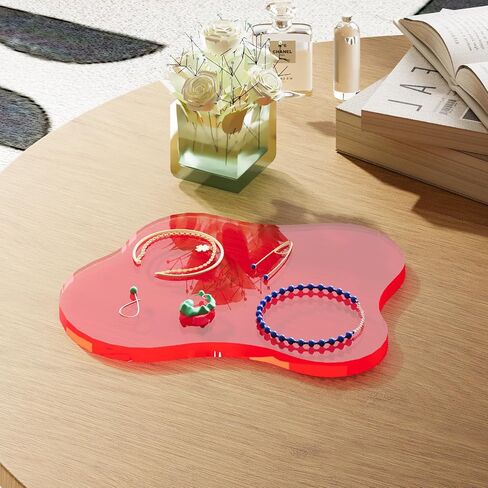 Acrylic Coaster Decorative Plates, Clear Cloud Shape bar Drink Coasters, Coffee Cup Coaster for Desk Accessories Office Home Decor,Perfect for Tabletop, Coffee Table, Kitchen, Bar(red) in Saudi Arabia