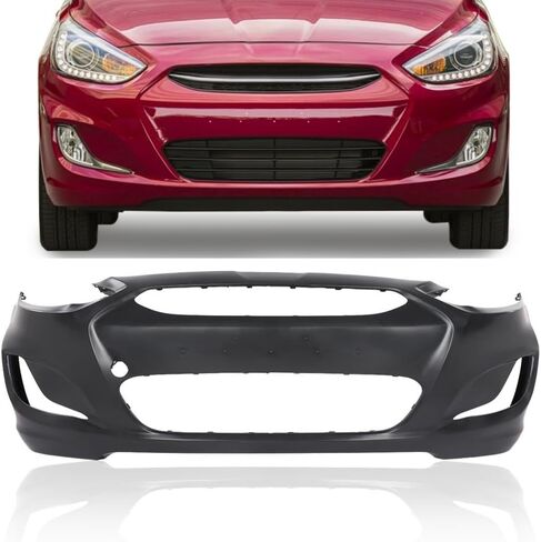 Pit66 Primered Presled Pumper Cover ، Pumper Delantero متوافق مع Hyundai Accent 2014-2017 (مناسب لكل من طرز Sedan & Hatchback) Parachoques Delantero 865111R010 ، HY1000201 ، 615343714462 in Kuwait