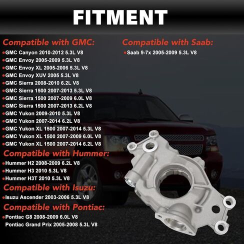 USTAR M365HV Engine Oil Pump Compatible with Chevrolet Avalanche Colorado Impala Silverado Suburban Tahoe, for Buick Allure LaCrosse, for Cadillac CTS Escalade, for Hummer H2 H3 5.3L 6.0L 6.2L V8 in Saudi Arabia