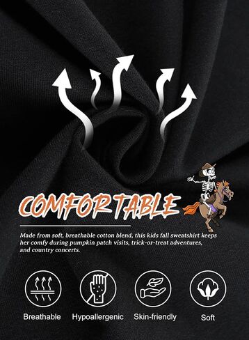 Toddler Girl Halloween Western Sweatshirt - Kids Spooky Season Horse Skeleton Tee Country Top Rodeo Cowgirl Shirt in Saudi Arabia