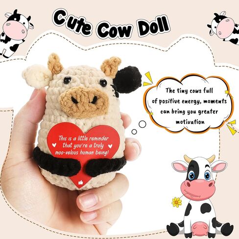 Mini Funny Inspirations Epiral Evential Cow Higds - شكرًا لك على تقدير هدية للنساء رجال زميلات في العمل المراهقات الفتاة المعلم أمي - الكروشيه المصنوعة يدويًا بقرة صغيرة لعيد الميلاد in Kuwait