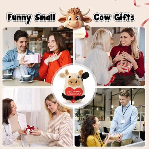 Mini Funny Inspirations Epiral Evential Cow Higds - شكرًا لك على تقدير هدية للنساء رجال زميلات في العمل المراهقات الفتاة المعلم أمي - الكروشيه المصنوعة يدويًا بقرة صغيرة لعيد الميلاد in Kuwait