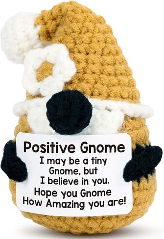 Inspirational Crochet Positive Gnome,Encouragement Gifts,Emotional Uplifting Support Gifts for Women Men Friends,Coworkers,Birthday Gift Handmade Funny Cute Small Easter Gnome,teacher Appreciation in Kuwait