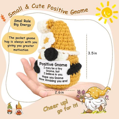 Inspirational Crochet Positive Gnome,Encouragement Gifts,Emotional Uplifting Support Gifts for Women Men Friends,Coworkers,Birthday Gift Handmade Funny Cute Small Easter Gnome,teacher Appreciation in Kuwait