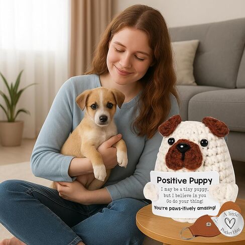 دجاج كروشيه إيجابي مصغرة مع عناق الجيب ، والدعم العاطفي لطيف الرسائل التحفيزية للكروشيه ، والكروشيه الإيجابية ، هدية عيد ميلاد للنساء ، ومخلل الدعم العاطفي ، والحيوان المحشوة بالدجاج in Kuwait