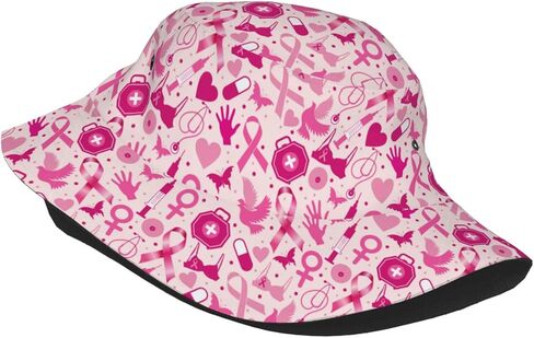 دلو شهر سرطان الثدي قبعات Sun Beach Hat الصيفية الصياد الصياد في الهواء الطلق للنساء الرجال يسافرون in Kuwait