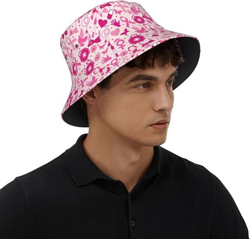 دلو شهر سرطان الثدي قبعات Sun Beach Hat الصيفية الصياد الصياد في الهواء الطلق للنساء الرجال يسافرون in Kuwait