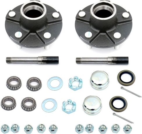 FKG Trailer Hub Lovingle Kit 5 Bolt on 4.5 بوصة دائرة 5-4.5 بوصة محور دائرة الترباس مناسبة لمحاور 2،000 رطل مع مغزل مستقيم 1 "، مجموعة من 2 in Saudi Arabia