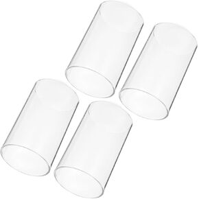 4pcs Glass Cylinder Candle Covers Decorative Candle Holders Windproof High Borosilicate Glass Shades in Kuwait