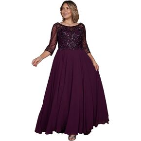 Mother of The Bride Dress - Plus Size Long Sleeve Formal Dress - Hand Beaded Top Long Evening Gown for Wedding in Saudi Arabia