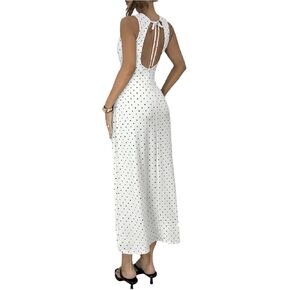 Verdusa Women's Polka Dots Tie Back Bodycon Dresses Backless Long Wedding Guest Dress in Kuwait