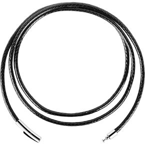 Waterproof&Sweatproof Soft Leather Cord Necklace for Men Women Black Leather Rope Chain 316L Stainless Steel Easy Lock Snap Clasp Braided Wax Chain for Pendant Jewelry 2mm/3mm, 16" to 30" in Saudi Arabia