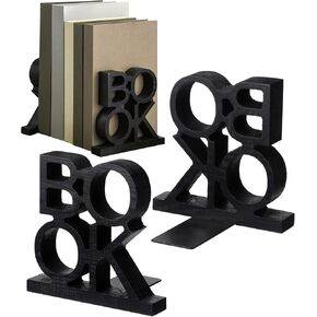 Chunful 2 قطع مجموعة Bookends منحوتة في كتاب Block Letters Rustic Fun Bockends Decorative Wood Book Weads for Home Office Library Weshelf Desk in Saudi Arabia