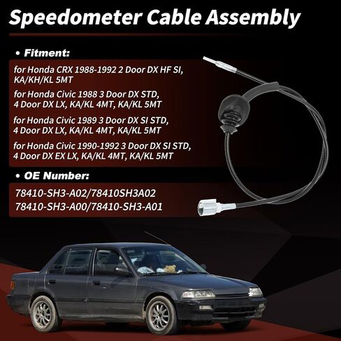 Speedometer Cable for Honda Civic CRX CX DX EX LX HF SI M/T 1988-1992, Speedometer Drive Cable Assembly No.78410-SH3-A02/78410-SH3-A00/78410-SH3-A01, Pickup Truck Speedometer Wire in Saudi Arabia