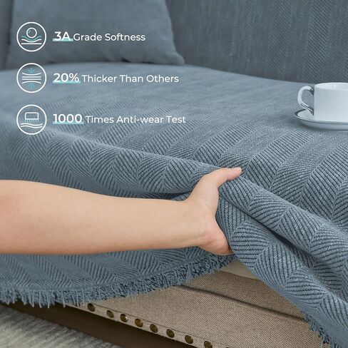 تغطي الأريكة المقطعية قطعتين ، بطانية أريكة على شكل تشنيل L للأريكة المقطعية مع أريكة أريكة قابلة للغسل نمط (X-Large: 71 "× 110" + 71 "× 118" ، رمادي داكن) in Kuwait