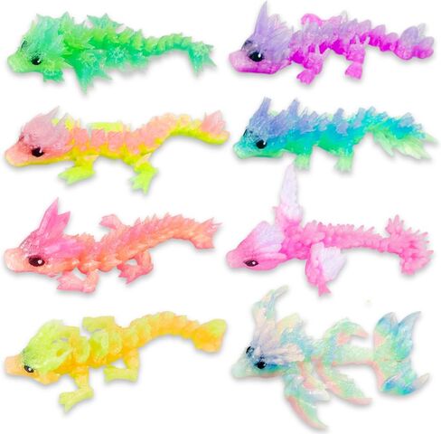 8PCS 3D Printed Dragon Baby Figurines, 4.5 Inch Crystal Dragon with Transparent Color Gradient, Rich Colored Fantasy Desk Decor, Unique Gift for Home Office Display, Collectibles, Friends in Kuwait