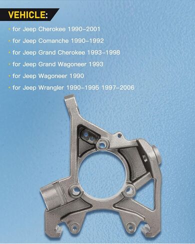OCPTY Front Steering Knuckle & Wheel Bearing Hub Assembly Left Driver Side for Jeep Cherokee 1990-2001, for Jeep Grand Cherokee 1993-1998, for Jeep Wrangler 1990-2006, #697-922 in Saudi Arabia
