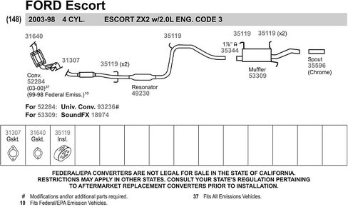 Walker 49230 Direct Fit Exhaust Resonator and Pipe Assembly 1.875" Outlet (OD) for Ford Escort in Saudi Arabia