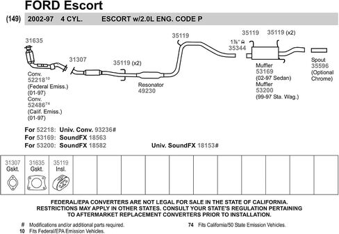 Walker 49230 Direct Fit Exhaust Resonator and Pipe Assembly 1.875" Outlet (OD) for Ford Escort in Saudi Arabia