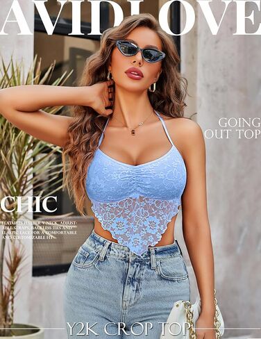 Avidlove Lace Tops for Women Sexy Crop Top Halter V Neck Cami Lingerie Y2K Camisoles 2025 Trendy in Kuwait
