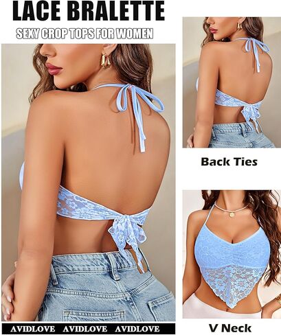 Avidlove Lace Tops for Women Sexy Crop Top Halter V Neck Cami Lingerie Y2K Camisoles 2025 Trendy in Kuwait