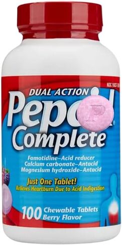 Complete Chewable Acid Reducer - Heartburn Ease, Acid Reflux Reducer, Heartburn Chews, 2 Pack 50 Ct Antacid Tablets Chewable On The Go Pill Case (Mint 100ct) in Saudi Arabia