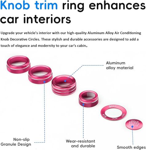 مغطىات Auovo Volume Tune Complementer Cover Covering متوافق مع Dodge Durango 2021 2022 2023 2024 2025 Car Interior Trim Decorations A/C Rings Rings Rings Rings (6pcs/set ، Red) in Saudi Arabia