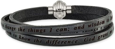 Stainless Steel Serenity Prayer Multi color Leather Wrap Bracelet in Saudi Arabia