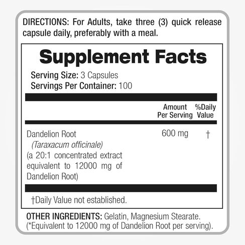 Fito Medic's Dandelion | كبسولات جذر الهندباء | 300 كبسولات | مستخلص مركّز | ملحق عشبي قابل للامتصاص للغاية in Saudi Arabia