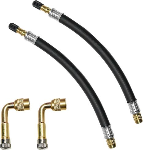 4PCS Tire Valve Extension Set, 8.27" Flexible Tire Stem Extenders with 90° Brass Schrader Adaptors, Universal Tyre Valve Extension Adapters for Cars Truck Motorcycle Scooter in Saudi Arabia