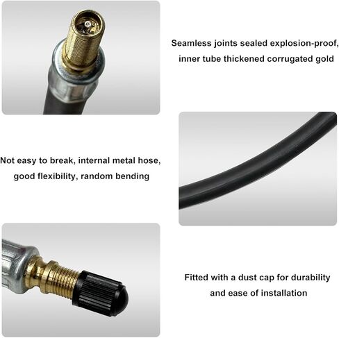 4PCS Tire Valve Extension Set, 8.27" Flexible Tire Stem Extenders with 90° Brass Schrader Adaptors, Universal Tyre Valve Extension Adapters for Cars Truck Motorcycle Scooter in Saudi Arabia