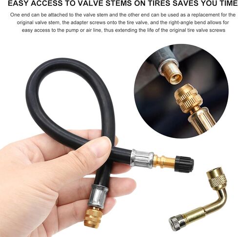 4PCS Tire Valve Extension Set, 8.27" Flexible Tire Stem Extenders with 90° Brass Schrader Adaptors, Universal Tyre Valve Extension Adapters for Cars Truck Motorcycle Scooter in Saudi Arabia