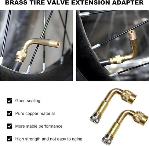 4PCS Tire Valve Extension Set, 8.27" Flexible Tire Stem Extenders with 90° Brass Schrader Adaptors, Universal Tyre Valve Extension Adapters for Cars Truck Motorcycle Scooter in Saudi Arabia