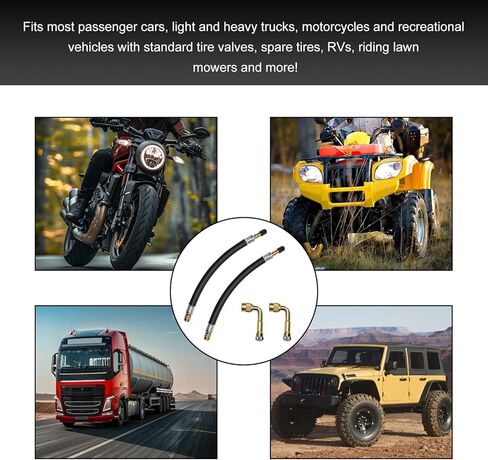4PCS Tire Valve Extension Set, 8.27" Flexible Tire Stem Extenders with 90° Brass Schrader Adaptors, Universal Tyre Valve Extension Adapters for Cars Truck Motorcycle Scooter in Saudi Arabia