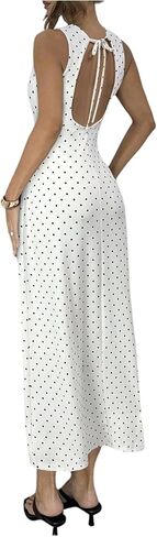 Verdusa Women's Polka Dots Tie Back Bodycon Dresses Backless Long Wedding Guest Dress in Saudi Arabia