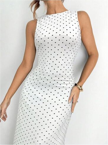 Verdusa Women's Polka Dots Tie Back Bodycon Dresses Backless Long Wedding Guest Dress in Saudi Arabia